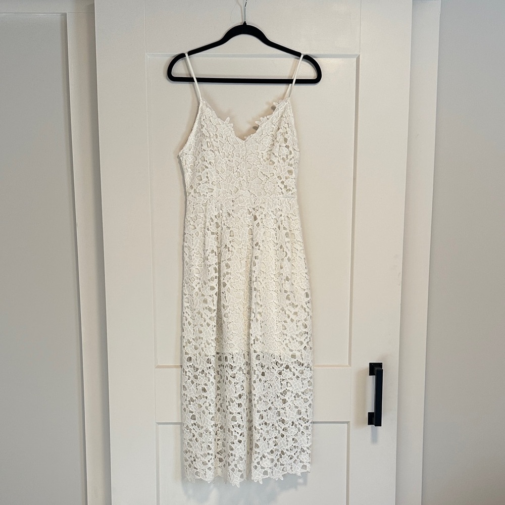 Astr White Lace Midi Dress